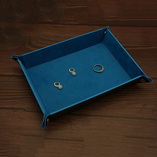 Valet Organizer - Catchall Tray for Jewelry, Wallets, Watches, Keys, Coins, Phones, Glasses - Perfect for Nightstand, Desk, Entryway - color: Blue