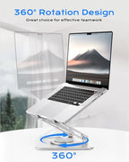 LOXP Adjustable Laptop Stand, Computer Stand with 360 Rotating Base, Ergonomic Laptop Riser Mount for Desk Foldable Protable Computer Desk Fits with MacBook Pro Air (10-16") - White - color: White