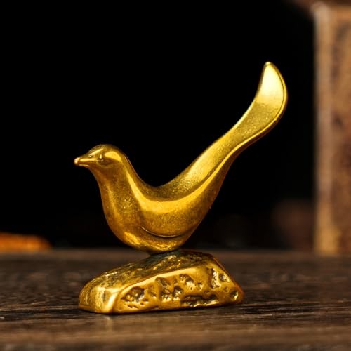 CHOVY Minimalist Solid Brass Bird Sculpture - 100% Pure Brass Handmade Figurine, Retro Vintage Desk Decor, Mid-Century Modern Home & Office Art Accent, Collectible Minimalist Oddity - color: Simple Bird
