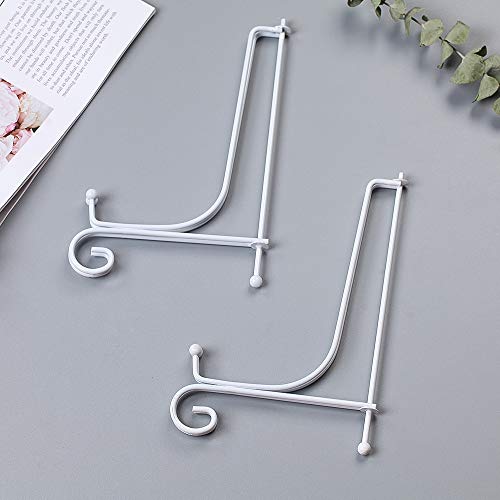 Artliving Metal Plate Stands for Display - 6-Inch Adjustable Easel Holders for Decorative Plates, Picture Frames and Books - White (2-Pack) - size: 6 inch(2 pack)