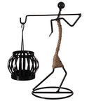Wire Figure Candle Holder Decorative Modern Tea Light Lantern Tabletop Centerpiece Candle Stand, Back Carry - color: Back Carry