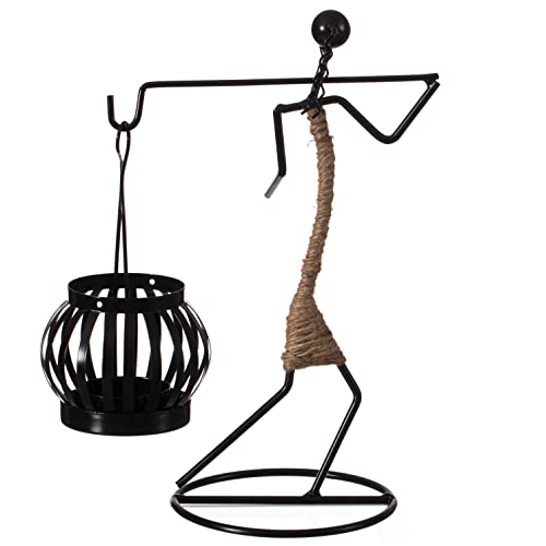 Wire Figure Candle Holder Decorative Modern Tea Light Lantern Tabletop Centerpiece Candle Stand, Back Carry - color: Back Carry