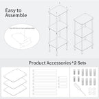 Clear Acrylic Side Table Set of 2, 15.7" L x 11.8" W x 30.7" H, 3-Tier End Table for Living Room, Small Modern Bedside Tables Nightstand for Bedroom, Home Decor Accent Table - size: 3 Tier Tall 2-Pack