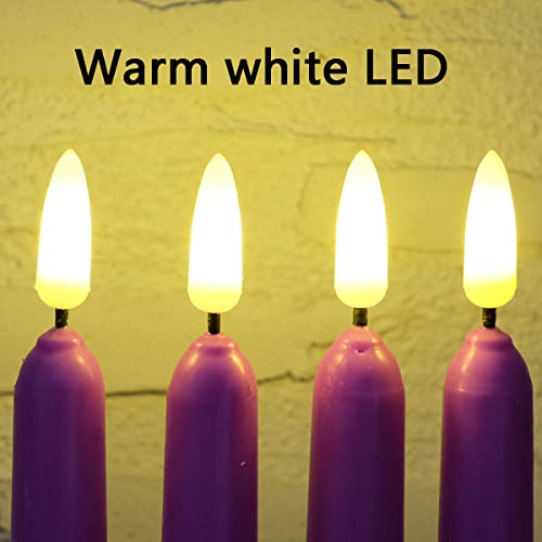 NONNO & ZGF 10 Pack Purple Flameless 11'' Wax Covered Taper Candles with 2 Remote, Use 2-AA Battery (Not Included, Runs 200 Hours) - color: Purple