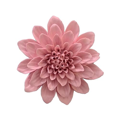 Ceramic Wall Flower Decor Artificial 3D Flower Wall Art，Handmade 3D Wall Art Hanging Sculpture， Porcelain Flower Wall Décor (Pink,Paeonia lactiflora，2.76")