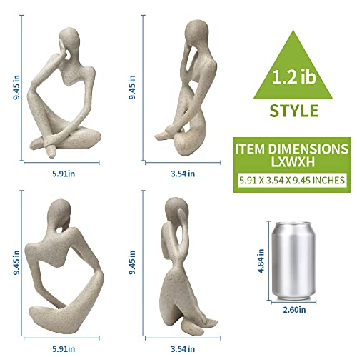 Sandstone Resin Thinker Style Abstract Sculpture Statue Collectible Figurines Home Office Bookshelf Desktop Decor(Sandstone - Left Reverie) - color: Sandstone - Left Reverie