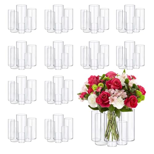 72pcs Glass Vase Cylinder Vases for Centerpieces Small Flower Glass Vases Home Decor Centerpiece Table Clear Flower Vase Decorations for Wedding＆Holiday 4,6,7.5,8,8,10 Inch Tall - size: 72Pack-4+6+7.5+8+8+10Inches