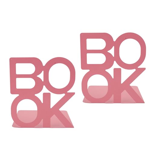 Decorative Bookends Book Ends Books DVDs CD Holder Video Game Organizer for Home Shelves Office School Study Metal Bookends Heavy Duty Non Skid Decorative (Pink) - size: Pink