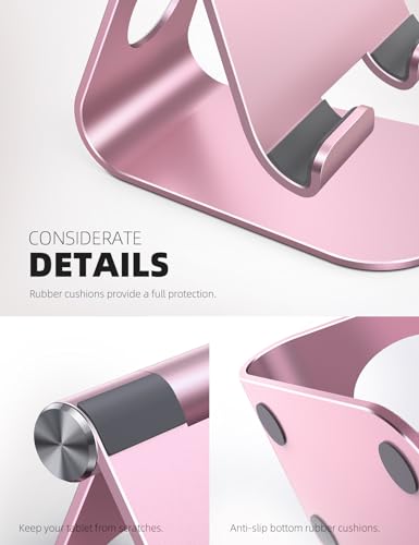 Lamicall Tablet Stand Adjustable, Tablet Stand : Desktop Stand Holder Gifts Compatible with Tablet Such as iPad 2018 Pro 9.7, 10.5, Air Mini 4 3 2, Kindle, Nexus, Tab, E-Reader (4-13'') - Rose Gold - color: Rose Gold
