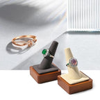Single Finger Solid Wood Ring Display Stand Jewelry Showcase Display Holder for Ring(Beige) - color: Beige