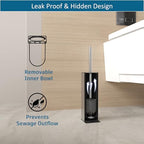 BVL Toilet Brush and Holder Set Brushed Nickel Toilet Bowl Cleaner Brush Freestanding for Bathroom - color: Brushed Nickel
