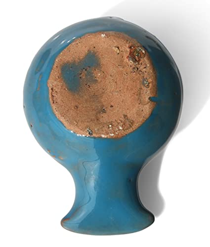 Herodian Blue Glazed Oil Lamp with Handle – Authentic Biblical Clay Candle Holder Replica from The Holy Land - Handmade Judaica & Christian Faith Gift with Certificate of Authenticity - color: Herodian - Biblical Blue Glazed