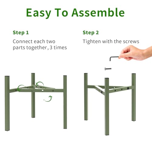 Aripark Plant Stand Indoor Adjustable, Metal Modern Small Plant Stands, Heavy Duty Stable Plant Pot Flower Holder Indoor Outdoor Corner, Fit 8 9 10 11 12 inch Pots, Green (Pot & Plant Not Included) - color: Green