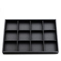 Oirlv Black Leather Jewelry Display Tray 12 Grid Jewelry Drawer Organizer Bracelet Bangle Organizer Independent Storage - style: P01702