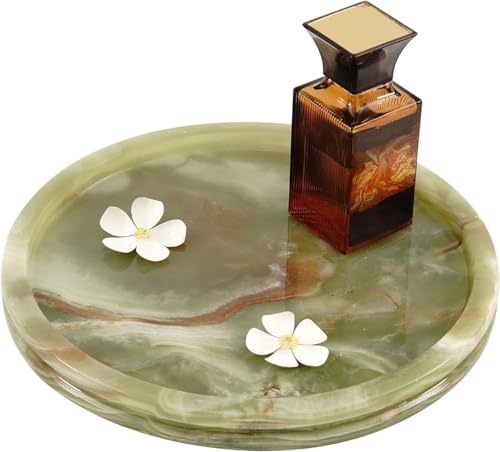 Radicaln Marble Serving Tray 10" Inches Green Handmade Round Trays for Party Supplies Ideal Food & Cafeteria Trays for Kitchen, Serving Dishes & Platter - color: Green