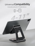 Nulaxy Aluminum Dual Foldable iPad Stand, Fully Adjustable Desktop Tablet Holder, Tablet Accessories for Office Kindle Compatible with Mobile Devices iPad Pro/Air/Mini, iPhone Pro/Max/Plus, Black - color: A-Black