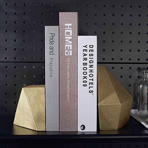 Ambipolar Decorative Gold Cast Iron Bookends, Home Decorative Bookends for Heavy Books, Abstract Bookends for Bookshelves, Office Desk, Living Room Decor - color: Gold