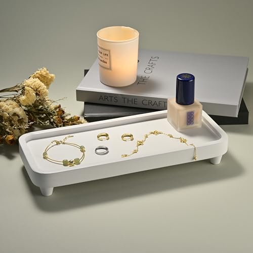 Bathroom Tray for Counter,Vanity Tray,Soap Dispenser Tray for Kitchen Sink, Kitchen and Home Decor (White) - color: White-large