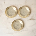 Shubhkart Solid Brass Decorative Nakshi Plate Set for Puja, Decoration & Diwali Gifting (Medium 9.5 cm, Pack of 3, Solid Brass) - size: Medium (Pack of 3)