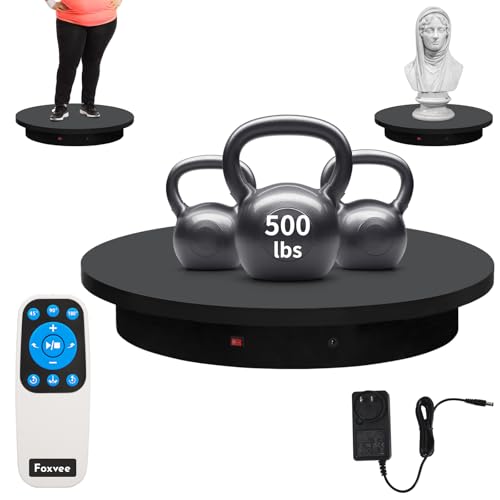 Remote-Controlled Motorized Turntable,Heavy Duty Motorized Rotating Display Stand,Speed-Adjustable Rotating Platform,Multi-Mode 360° Photography Turntable for 3D Scan,Photography(23.6in/Black) - size: 23.64inch/Black/500Lbs Load