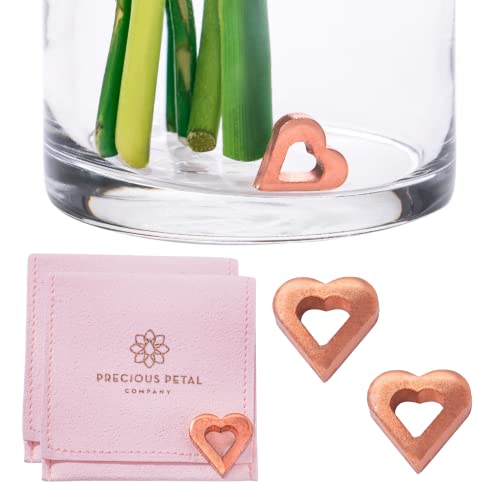 Flower Food Alternative for Fresh Cut Flowers | Copper Charm Keeps Flower Water Clean and Clear | Just Place It in The Vase, Reusable (2 Pack) - color: Heart, size: Pack of 2