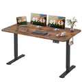 Furmax Electric Height Adjustable Standing Desk Large 55 x 24 Inches Sit Stand up Desk Home Office Computer Desk Memory Preset with T-Shaped Metal Bracke, Brown - color: Brown, size: 55 Inch