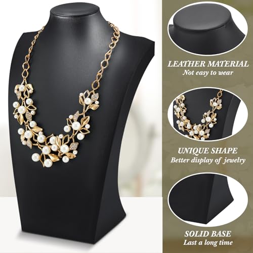 Kigley 6 Pcs Black PU Leather Jewelry Bust Display Necklace Holder Stand Necklace Mannequin Holder for Jewelry Display Trade Show(13.39 x 3.94 x 8.07 Inches) - size: 13.39 x 3.94 x 8.07 Inches