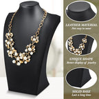 Kigley 6 Pcs Black PU Leather Jewelry Bust Display Necklace Holder Stand Necklace Mannequin Holder for Jewelry Display Trade Show(13.39 x 3.94 x 8.07 Inches) - size: 13.39 x 3.94 x 8.07 Inches