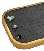 TheDisplayGuys - Aluminum Jewelry Organizer Display Tray - Faux Suede Insert - 76 Ring Holder Slots - Gold/Grey - color: Grey Suede, size: Ring Slots - 76, style: Aluminum - Gold
