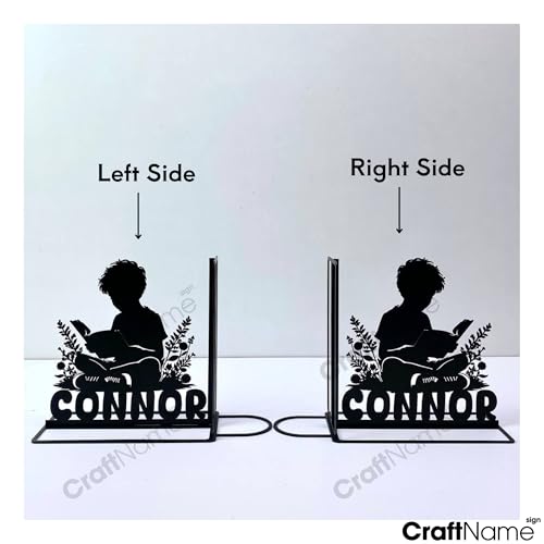 Custom Boy Reading Bookends for Shelves Decorative, Reading Book Shelf Holder, Reading Book Ends Metal Art, Book Stopper for Heavy Books - color: Design 08