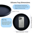 Silicone Bathroom Tray - 9-Inch Round Vanity Tray, Suitable for Candles, Perfumes, Soap Dispensers Black - color: Black