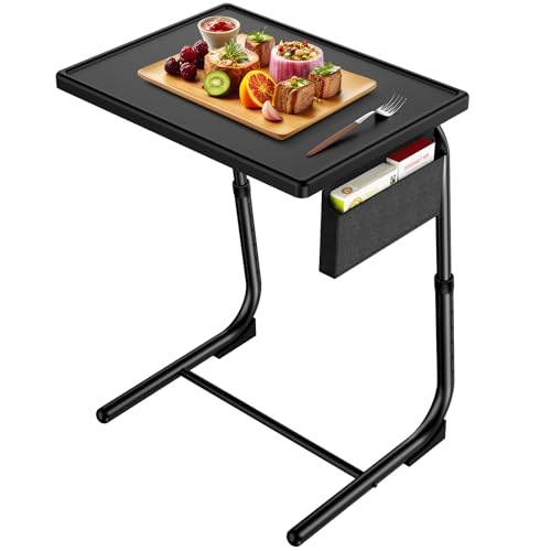 HUANUO TV Tray, Adjustable TV Dinner Tray Table, 20.5 x 15.4 inch Folding Tray Table with Storage Pocket, 6 Height Settings, 3 Angle Adjustments, Comfortable Tray Tables for Bed & Sofa, HNTT04B
