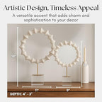 Set of 2 Previse Statuary Decorative Object – Metal, Resin, Glass & Crystal Modern Home Decor Sculptures – Shelf & Coffee Table Decor for Office & Living Room – 15" & 18", White
