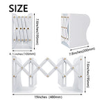 Adjustable Metal Bookends Heavy Duty for Shelves, 2 Dividers, Anti-Slip Design Expandable Book Ends for Desk, Office(White, 19 inches Max) - color: White