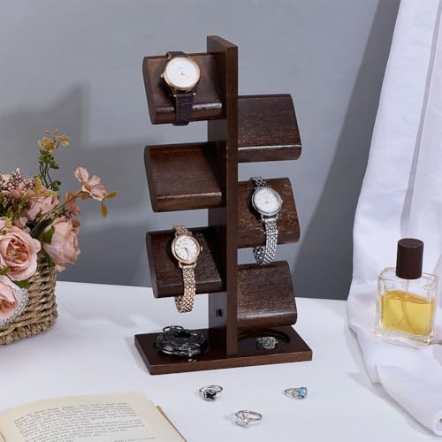 PH PandaHall Wooden Watch Holder Stand Watches Display Tower Watch Display Racks Multiple Watches Organizer Tabletop Jewelry Holder for Father's Day Men Gifts