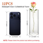 12 Pack 6.5" Tall x 2.4" Diameter Clear Glass Cylinder Vases-Flower Vases for Centerpieces, Hurricane & Floating Candle Holders for Weddings, Parties, Home Decor,Table Displays