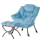 Tiita Lazy Chair with Ottoman, Blue Chiars Modern Large Accent Armchair, Comfy Leisure Sofa Reading Chair with Footrest for Bedroom, Living Room, Dorm Rooms, Garden, Velvet Light Blue - color: Light Blue