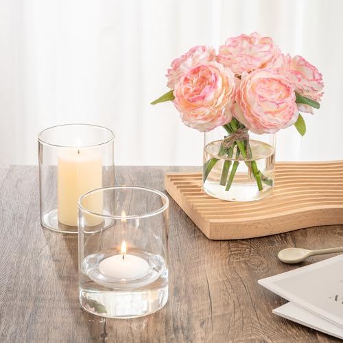 12pcs Glass Cylinder Vases for Centerpieces - 4 Inch Small Flower Vase for Wedding Decorations, Clear Glass Flower Vases Floating Candle Holder for Table Centerpiece Wedding Home Décor - size: 12 Pack 4 Inch