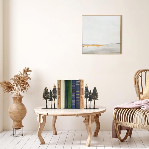 Forest Metal Bookends - Handcrafted Iron Pine Tree Decor for Shelves, Rustic Nature-Inspired Book Ends, 6.6x1.2x5.9 Inch Durable Home Decor for Nature Lovers - color: S