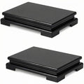 Chunful 2 Pcs Rectangle Wooden Display Stand Wood Vase Display Base Black Pedestal Stand Rectangle Vase Riser for Vases Teapot Trophy Collectibles Aquarium Lamp Home Decoration(10.2 x 8.9 x 1.8 Inch) - size: 10.2 x 8.9 x 1.8 Inch