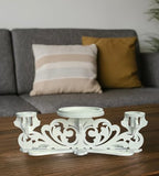 Wooden Unity Candle Holder – Solid One-Piece Triple Candle Stand – Handcrafted from Natural Wood – Painted in Safe Premium White Finish – Fits 2 Taper (0.80”) & 1 Pillar Candle (3”)