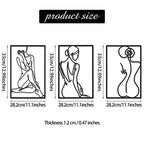 CHENGU 3 Pieces Metal Minimalist Abstract Woman Wall Art Line Drawing Wall Art Decor Single Line Female Home Hanging for Kitchen Bathroom Living Room - style: Elegant Style