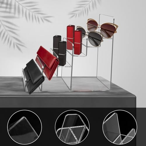 Acrylic Wallet Display Stand Purse Handbag Organizer, Clear Jewelry Riser Display Stand Purse Display Rack, Acrylic Display Shelf for Cosmetic Perfume Jewelry Sunglasses Handbag (2 PCS-6 Tier) - size: 2 PCS-6 Tier