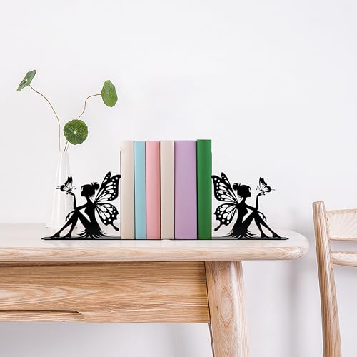 Cute Book Ends for Shelves Decorative – Enchanting Fairy & Butterfly Design – Unique Decorative Bookends for Home, Office, Library for Book Lovers