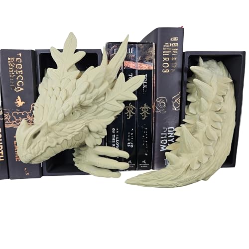 Dragons Awakening Book End – Fantasy Book Nook Insert for Dragon Readers – Unique Home Decor for Bookshelves & Libraries (Head and Tail - Forest Dragon) - color: Head and Tail - Forest Dragon