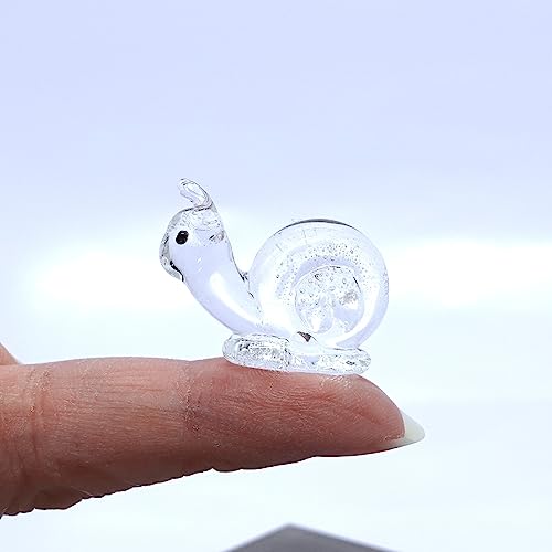 Rare Snail Micro Tiny Hand Blown Glass Art Figurines Animals Collectible Gift Home Décor (Clear) - color: Clear