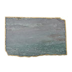 Creative Co-Op Rectangle Agate Slab Tray with Gold Electroplated Edge, Blue - color: Blue/Green