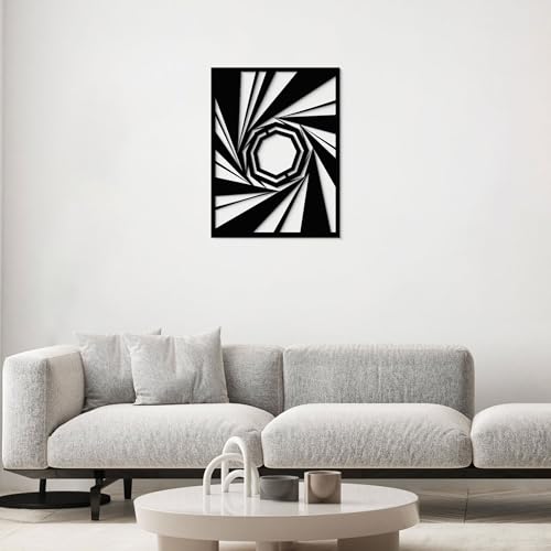 GlintHome Black Metal Wall Art - Minimalist 3D Textured Vortex Abstract Sculptures Wall Art for Office Living Room Garden Bedroom Bathroom Home Decor - color: Black-012, size: Small