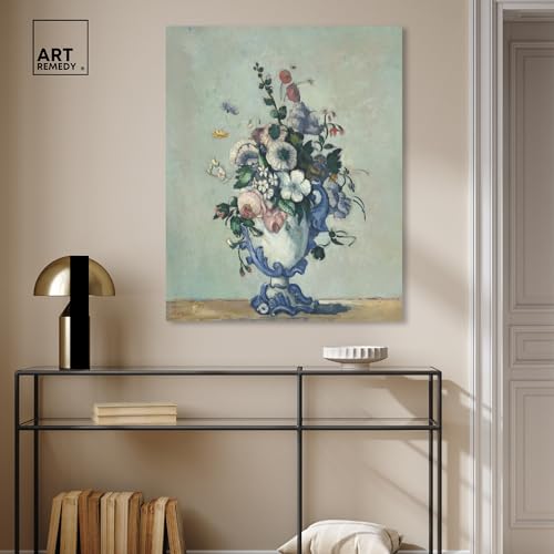 Art Remedy Paul Cezanne-Flowers In A Rococo Vase Vintage Classic Canvas Wall Art, Gallery Wrapped, 30"x36" - color: Gallery Wrapped, size: 36"L x 30"W