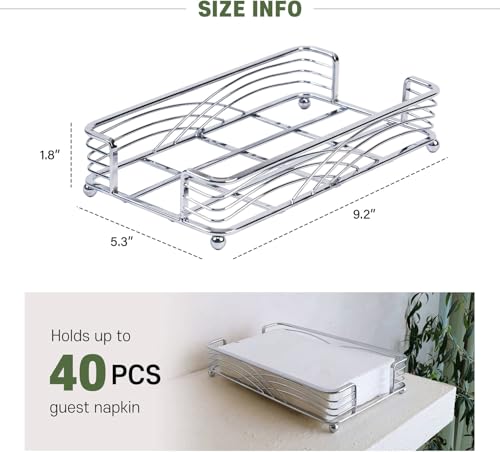 Silver Guest Towel Holder Tray for Bathroom – Countertop Napkin Organizer for Disposable Paper Towels, Elegant Hand Towel Rack for Powder Room, Modern Guest Bathroom Accessories - color: B - Silver Napkin Holder for Bathroom, size: Guest Towel Holder